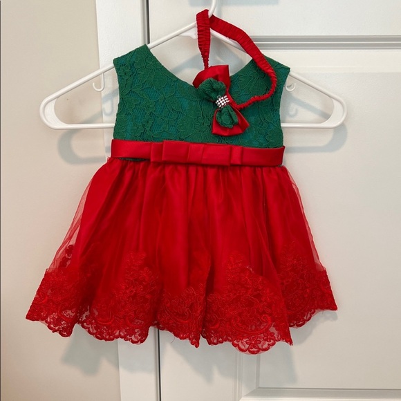 Other - Red and Green Lace Baby Dress